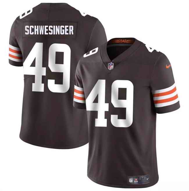 Men's Cleveland Browns #49 Carson Schwesinger Brown 2025 Draft Vapor Untouchable Limited Stitched Football Jersey